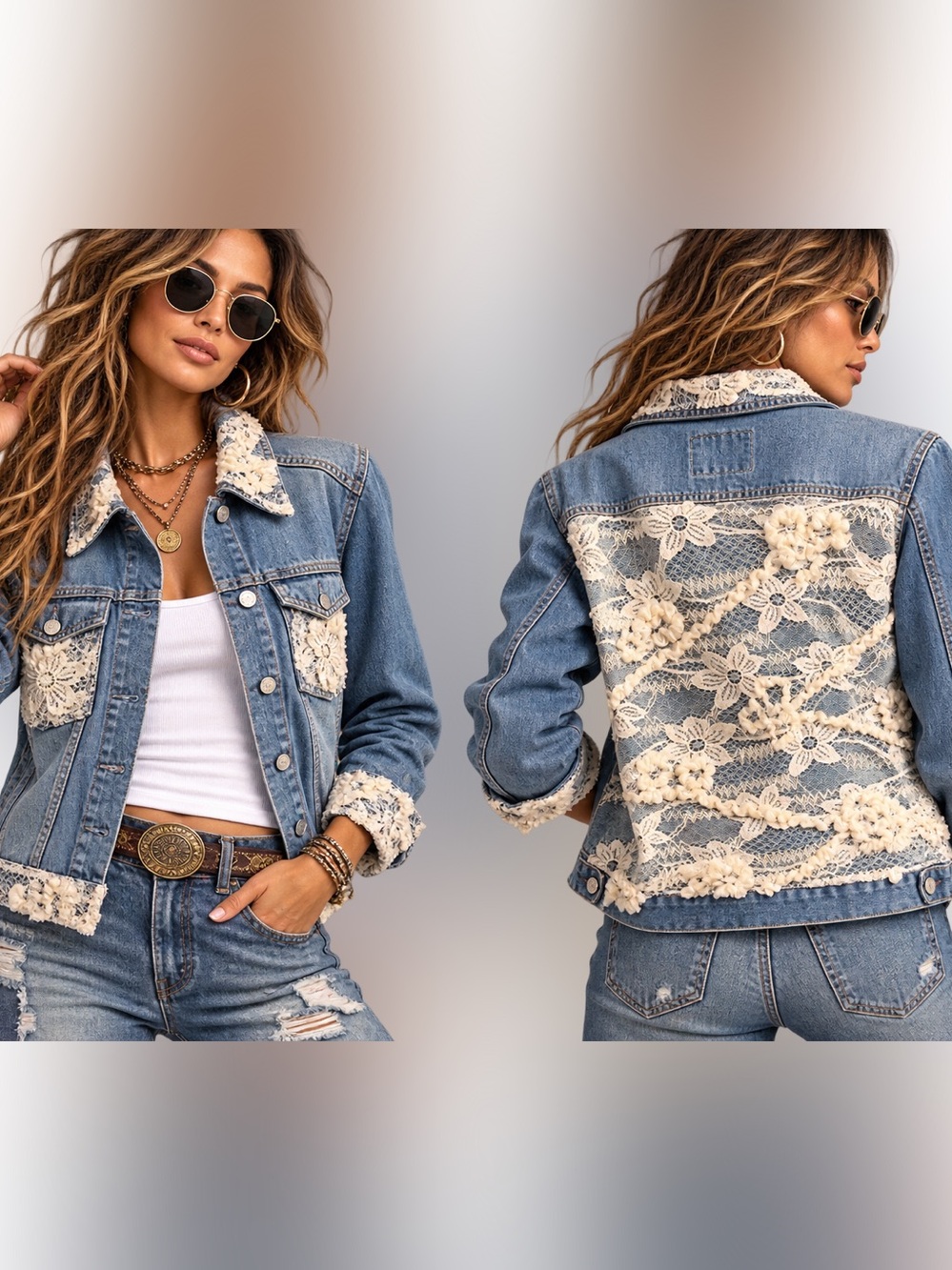 Upcycle lace  Denim Jacket Ptp 23
